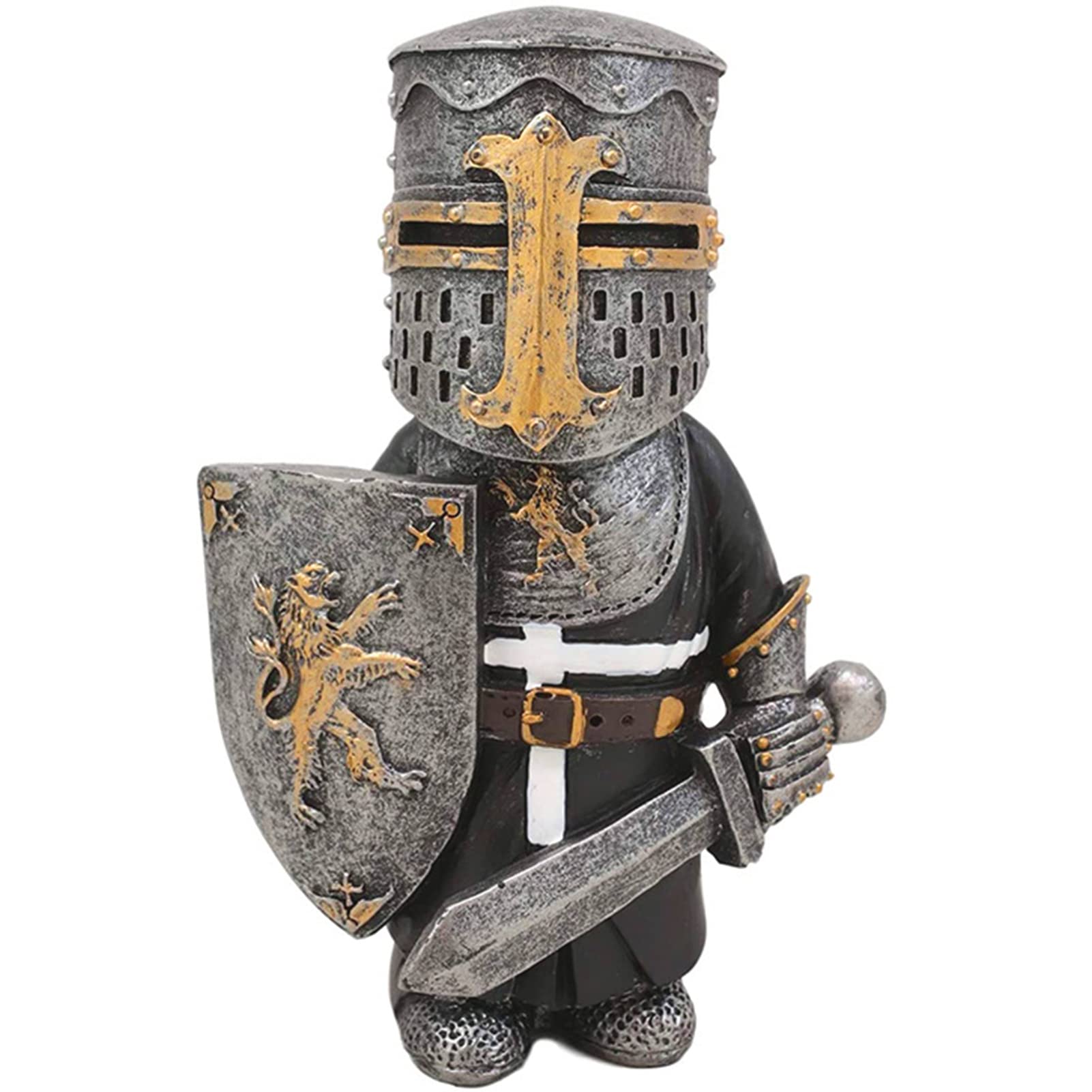 Adove Knight Garden Gnome Guard Figurines, Resin Medieval Knight Armor Gothic Statue Funny Military Ornaments Outdoor
