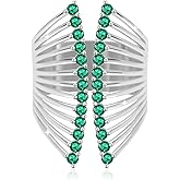 LAYWAF Rhinestone Butterfly Rings for Women, Cubic Zirconia Fake Diamond Adjustable Thumb Ring, Chunky Vintage Gemstone Rings, Available in Gold Plated and Silver Plated