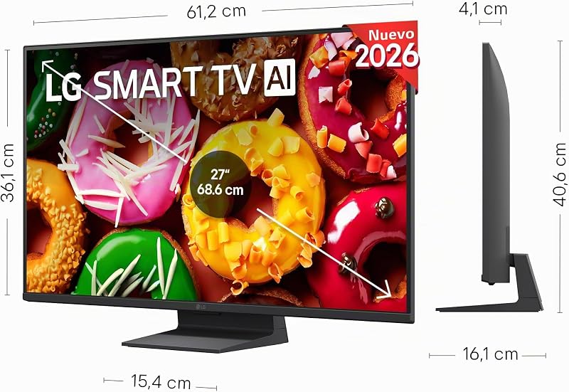 27LB70006LA - Smart TV FHD AI LB70 27" 2K 2026, WebOS 26 AI, Processador α5 AI Gen9, 120 Hz, Upscaler de Resolução, Dolby Digital Plus, Preto