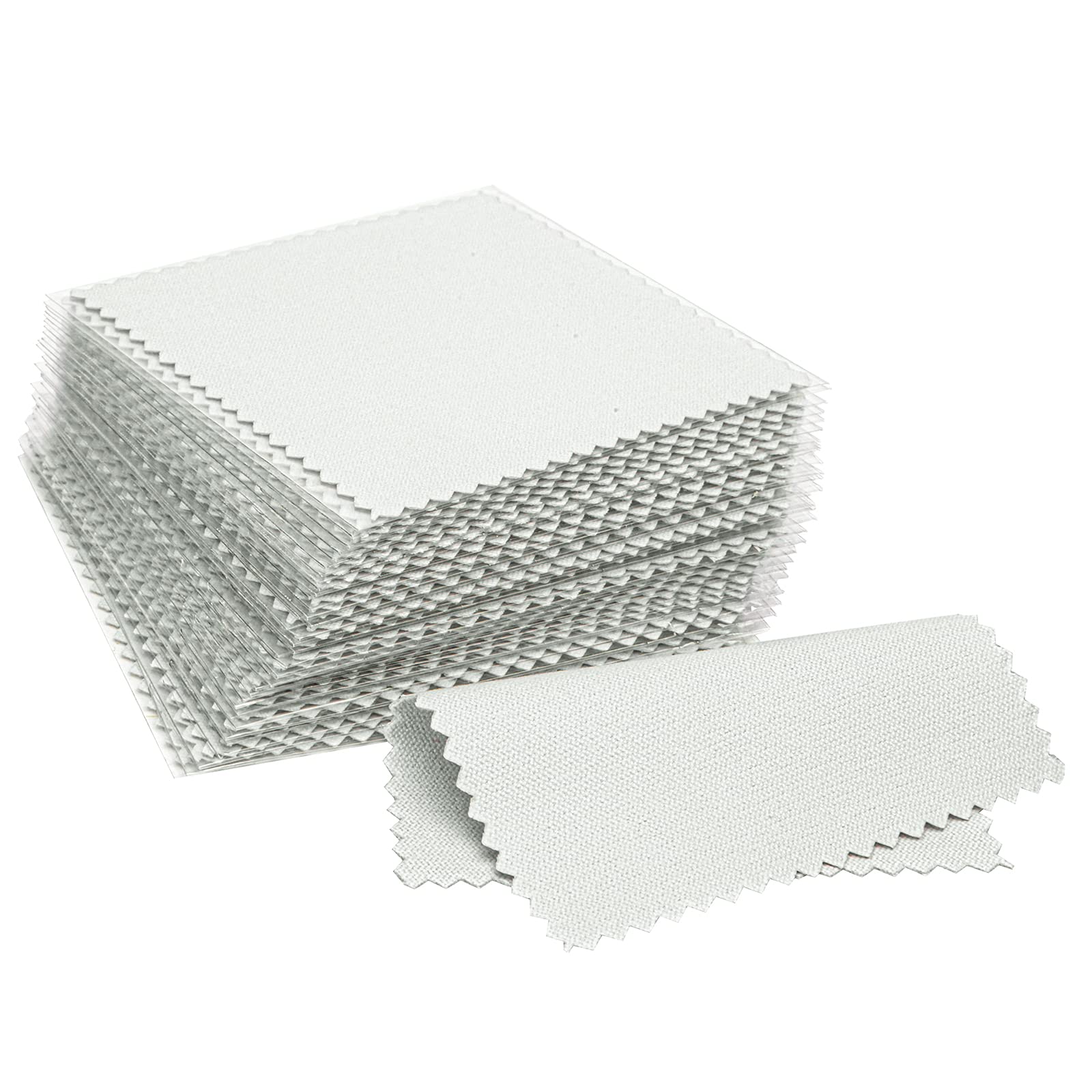 CATIFLIN 100pcs Jewelry Cleaning Cloth, Silver Polishing Cloth Individually Wrapped, Small Jewelry Polishing Cloth for Sterling Silver, Gold, Platinum and More (Light Gray, 3.15