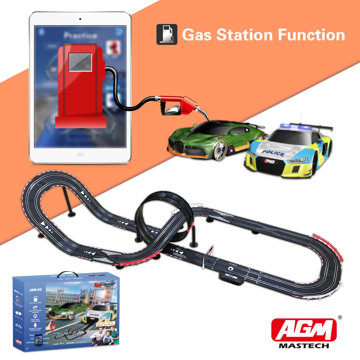 AGM MASTECH Slot car Set with Racing Assistant APP No.ASR-02 1:43 Scale