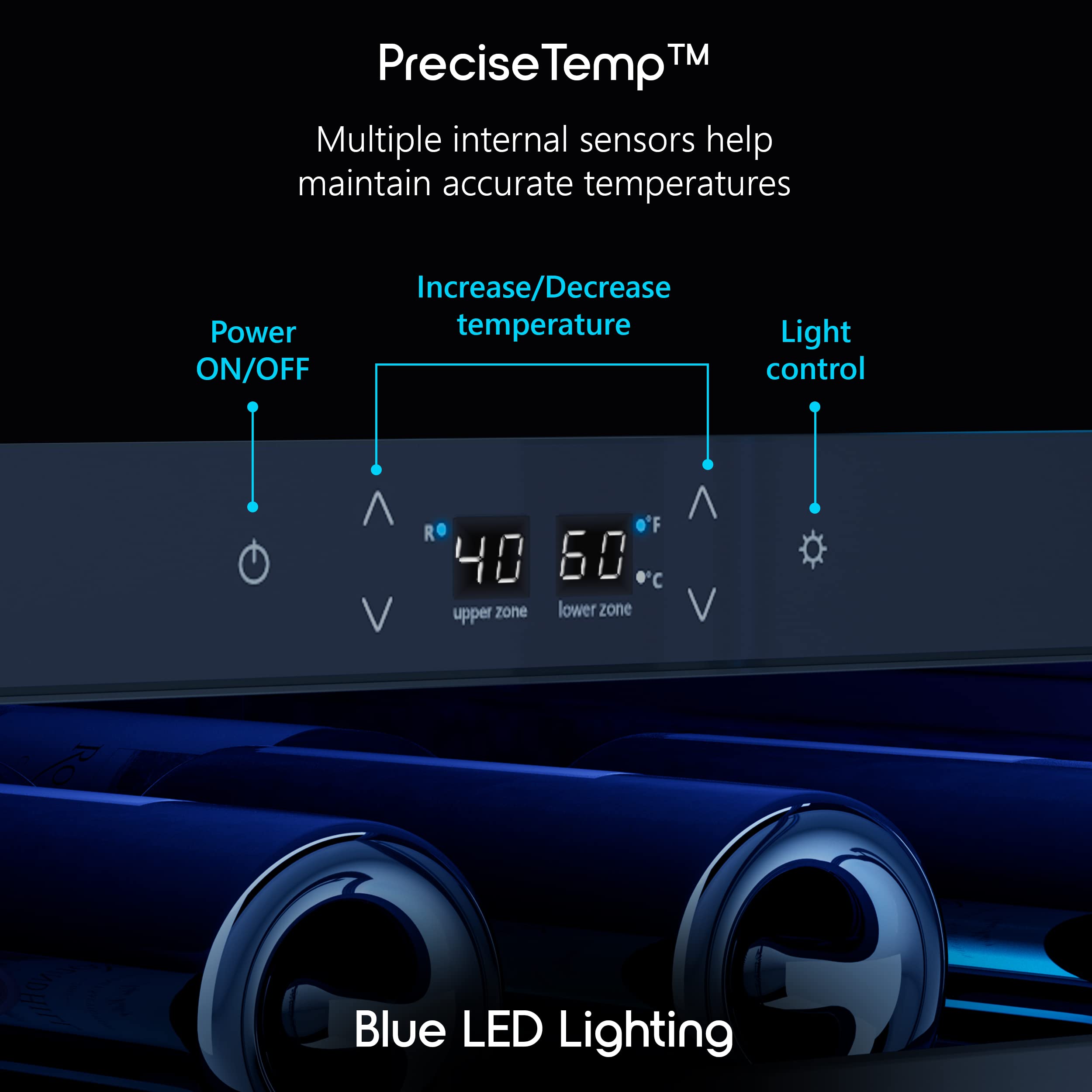 Zephyr Brisas 24 Inch Wine Fridge Dual Zone Under Counter Low Noise