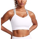 CRZ YOGA Softness Mold Butterluxe Strappy Longline Sports Bras for Women - Double Spaghetti Strap Workout Yoga Crop Top