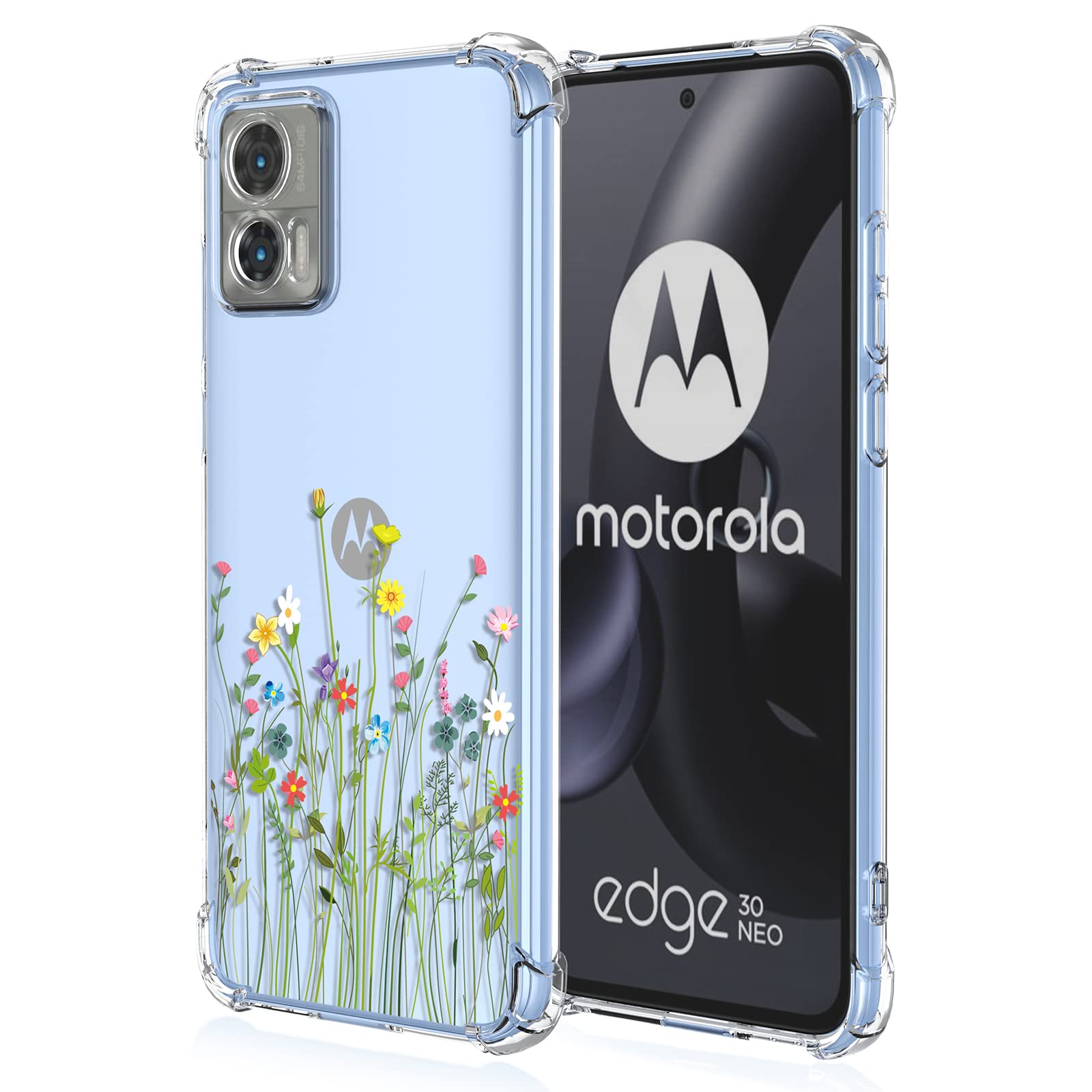 XINYEXIN Case for Motorola Edge 30 Neo/Edge 30 Lite, Painting Flower Pattern Clear Case Soft TPU Silicone Case Slim Shockproof Bumper Girl Women Phone Cover - Flower Bush — image 1