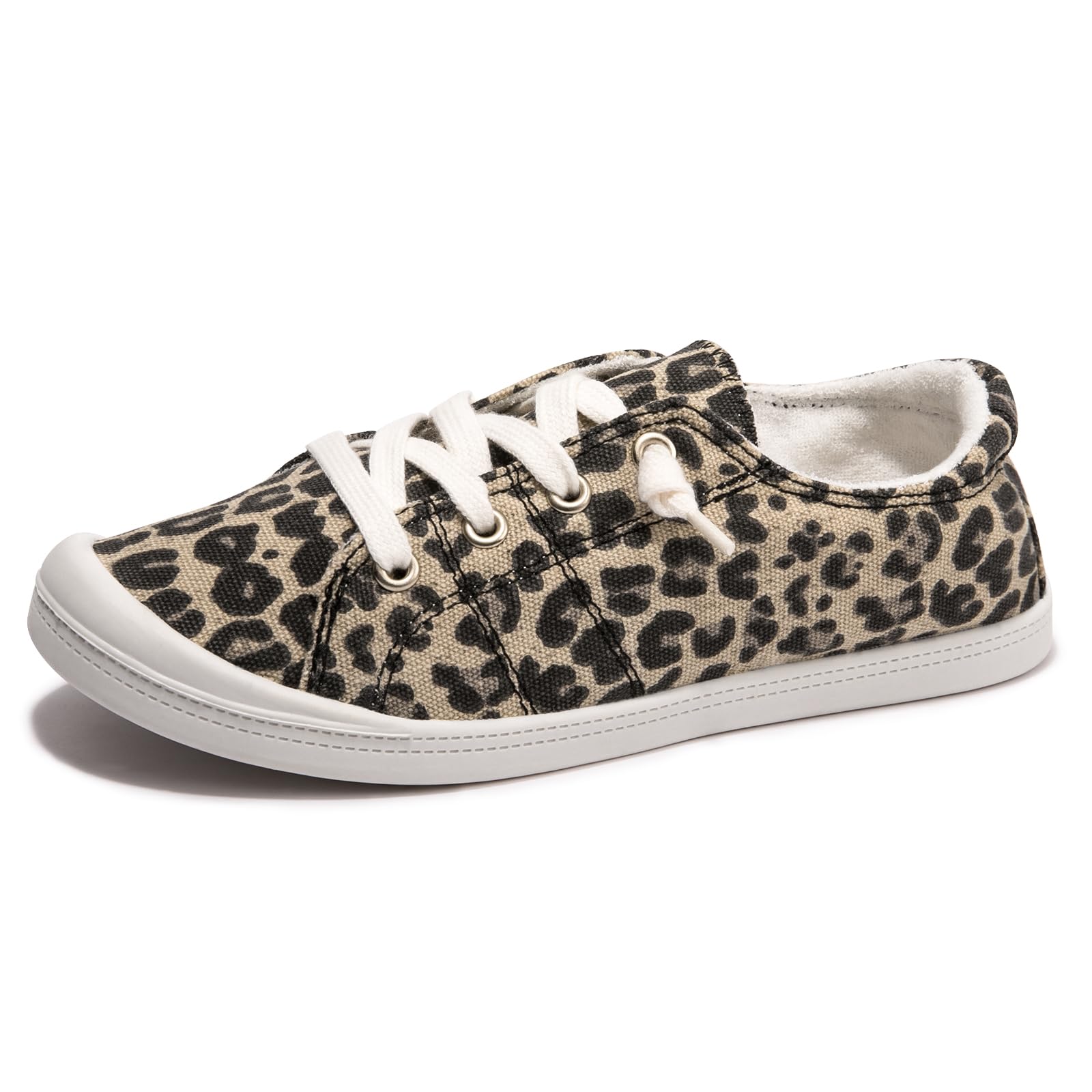 Photo 1 of Women's Slip On Canvas Sneaker Low Top Casual Walking Shoes Classic Comfort Flat Fashion Sneakers (Leopard 08)
