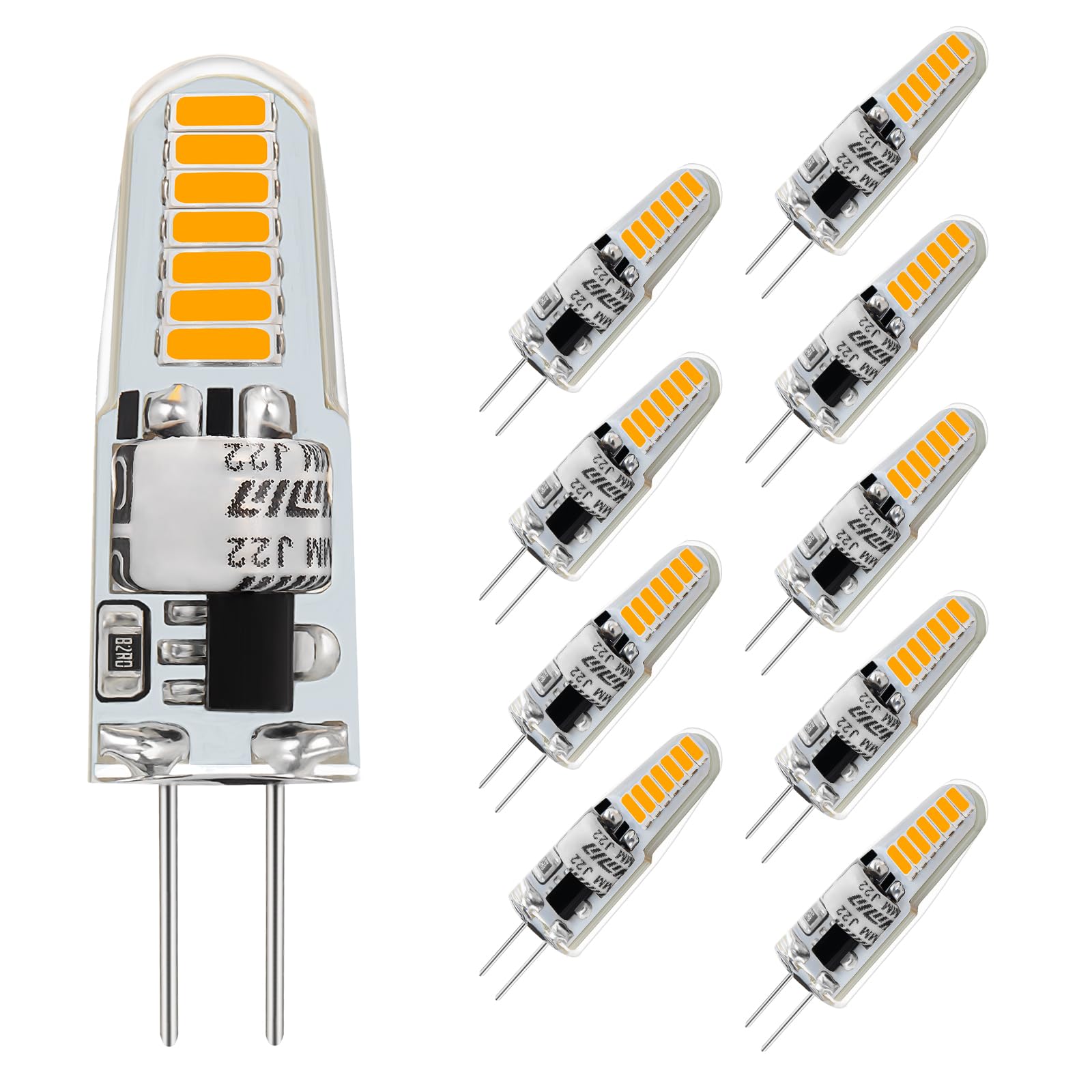 Photo 1 of VALUCKY G4 LED Bulb, AC120V G4 Bi-Pin Light Bulbs, Warm White 3000K, 110LM 1.2W Equivalent to 10W-20W Halogen Lamps, Flicker Free, Non-Dimmable, for Home Lighting, Kitchen Hood, 10 Pack