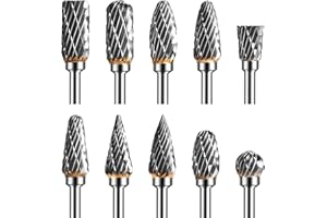 YURINWOO Tungsten Carbide Rotary Burr Set with 1/8" Shank, Double Cut Carving Bits for Rotary Tool Accessories for DIY Woodworking, Polishing, Drilling