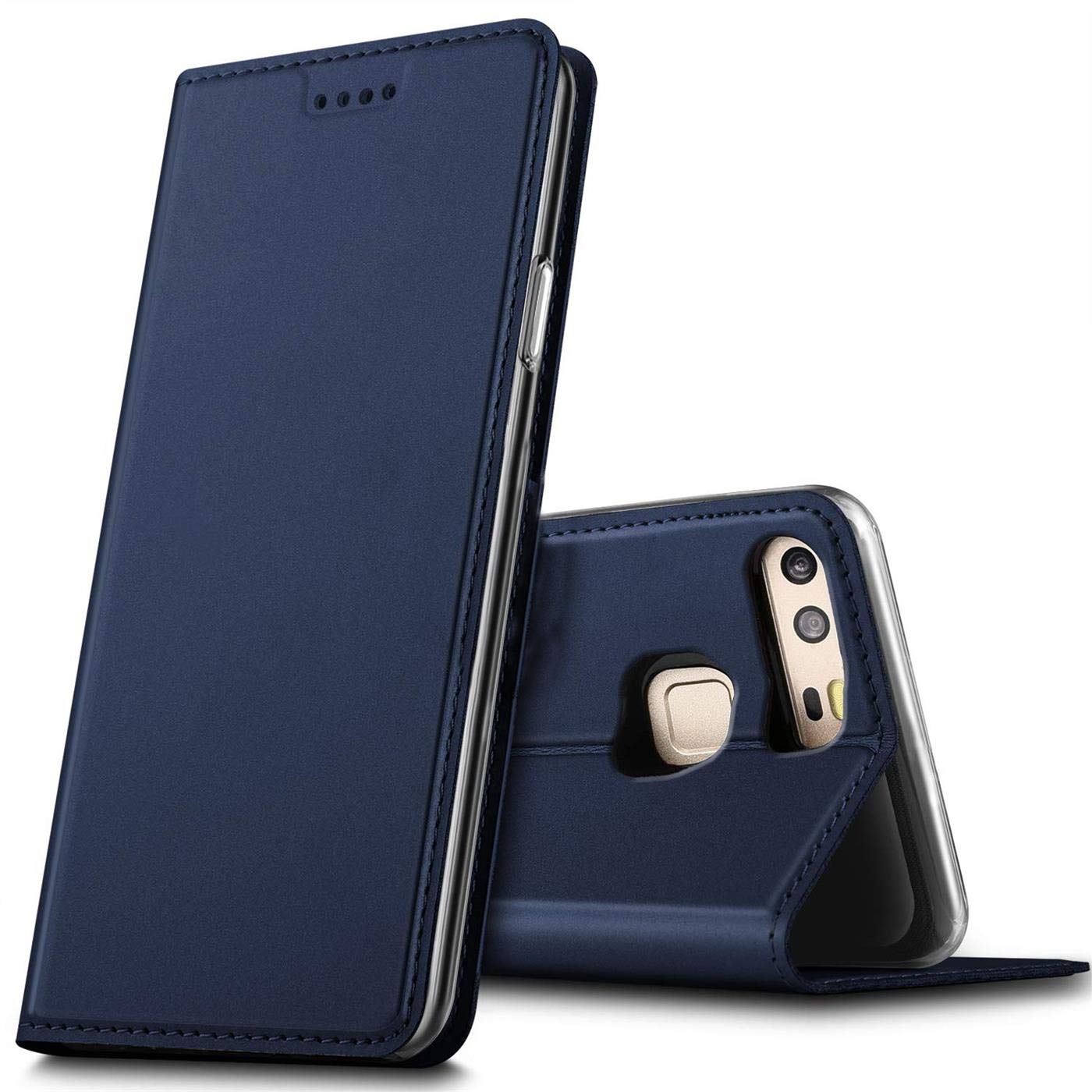 Verco Case compatible with Huawei P9, Flip Wallet Cover with Magnetic Closure for Huawei P9 Phone Case - blue