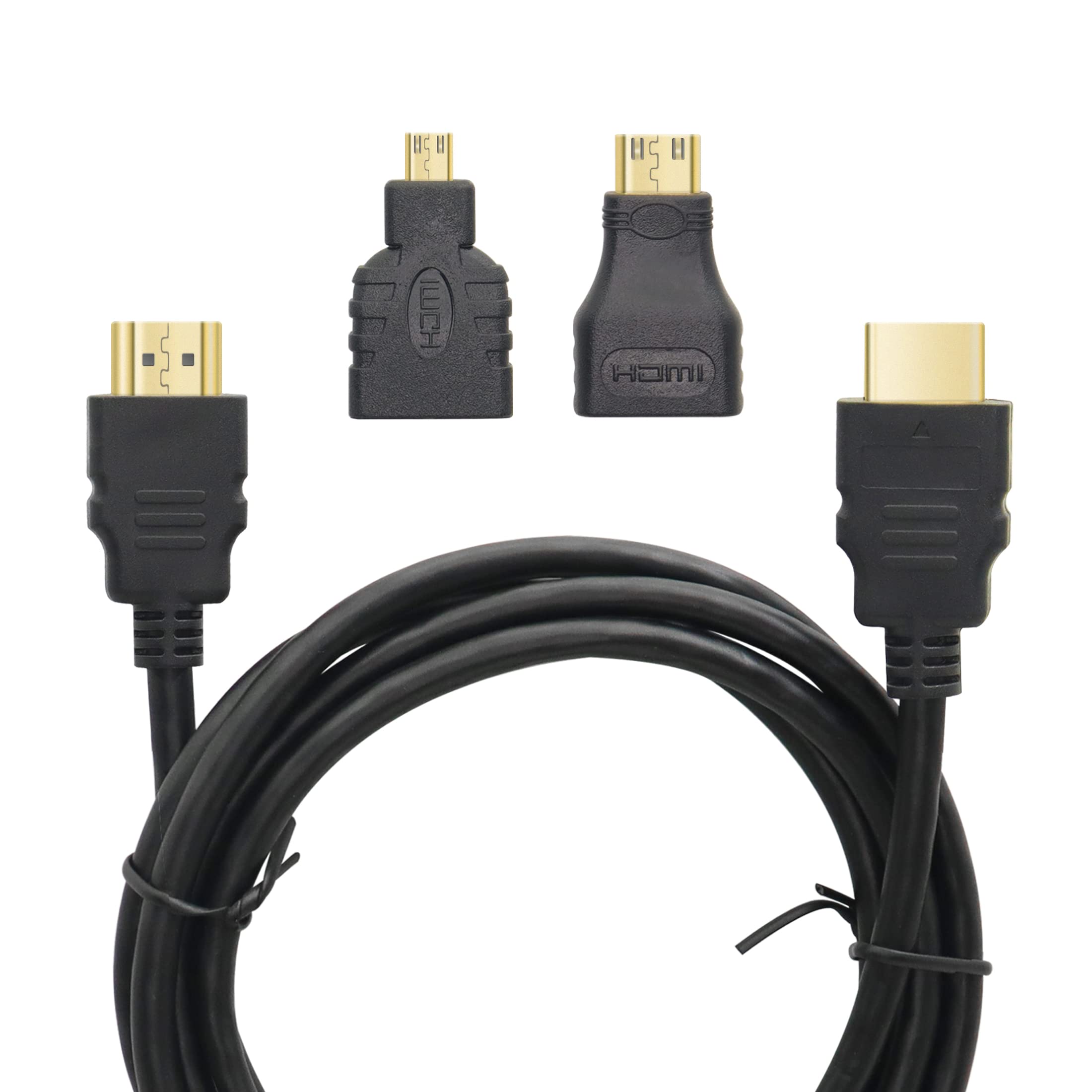 4K HDMI Cable with Micro & Mini HDMI Adapte YACSEJAO 4.9ft/1.5m HDMI 1.4 HD Cable Set Used for All Kinds of HDMI Plug Conversion