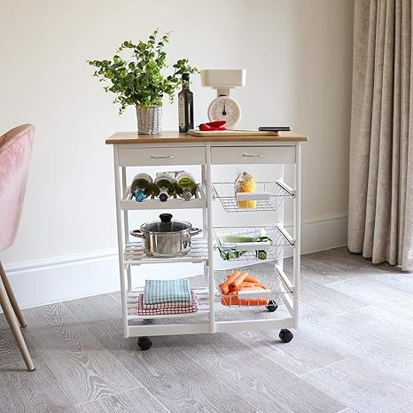 Wido Kitchen Trolley Cabinet Butchers Block Basket Worktop Serving