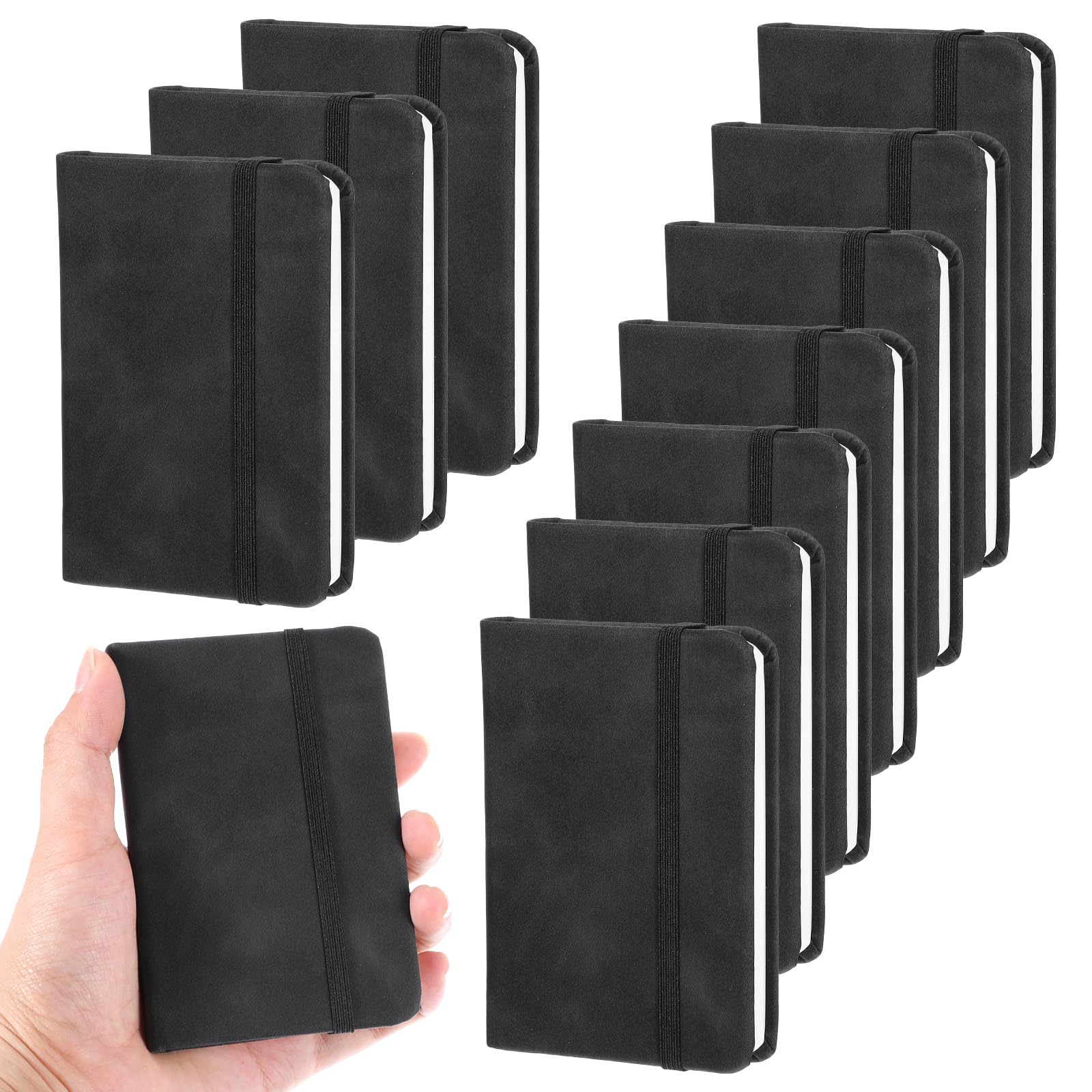 Photo 1 of LLOUSSAK 10Pcs Pocket Notebook Mini Notebook 4.3 x 3.1 Inch Small Journal Notebook Dairy Hardcover Leather Pocket Notebook 100 Sheets A7 Notebook for School Business Memos (Black)