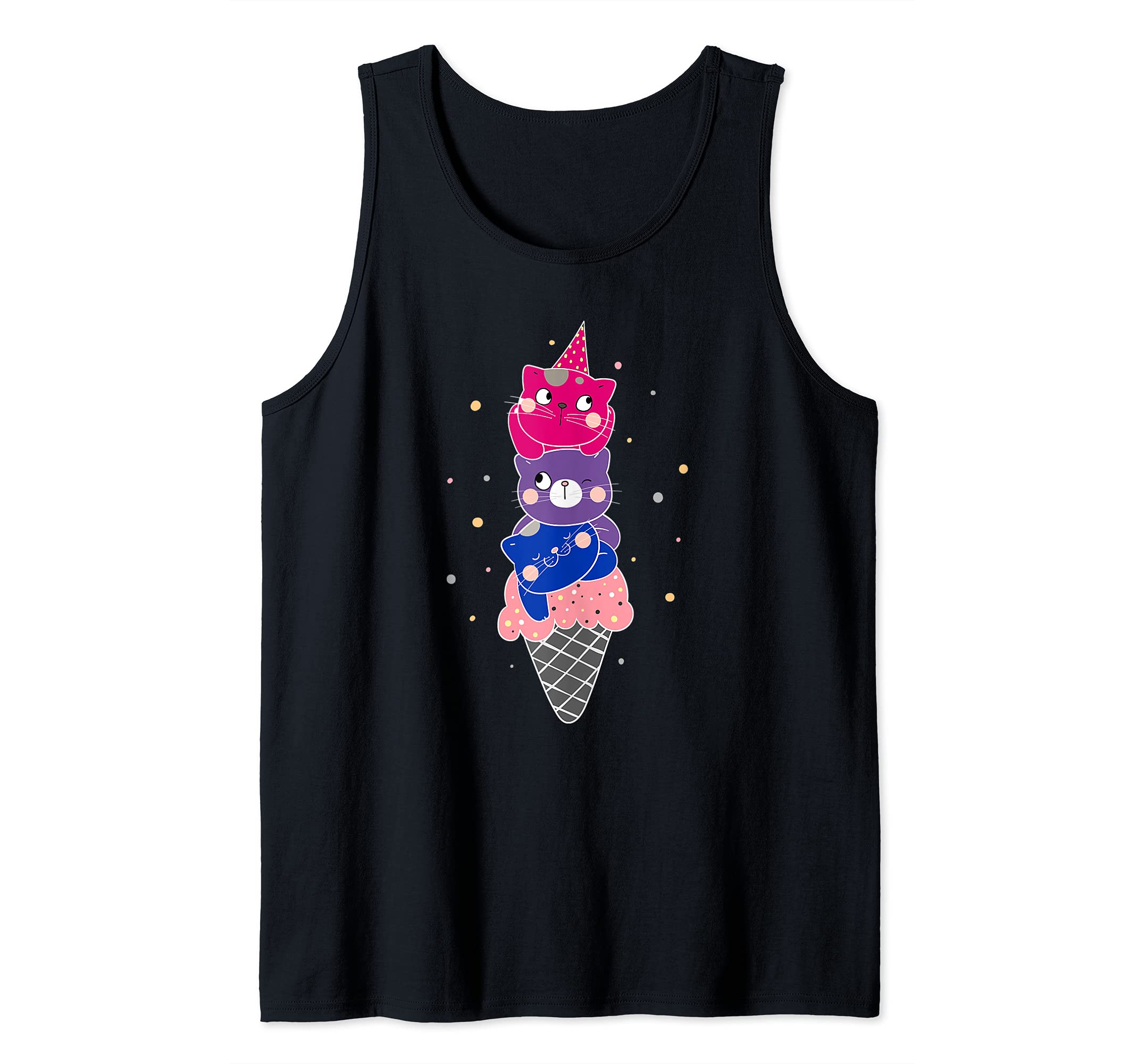 Bisexual Pride Kawaii Kitty Cat Stack Cute Ice Cream Anime Tank Top