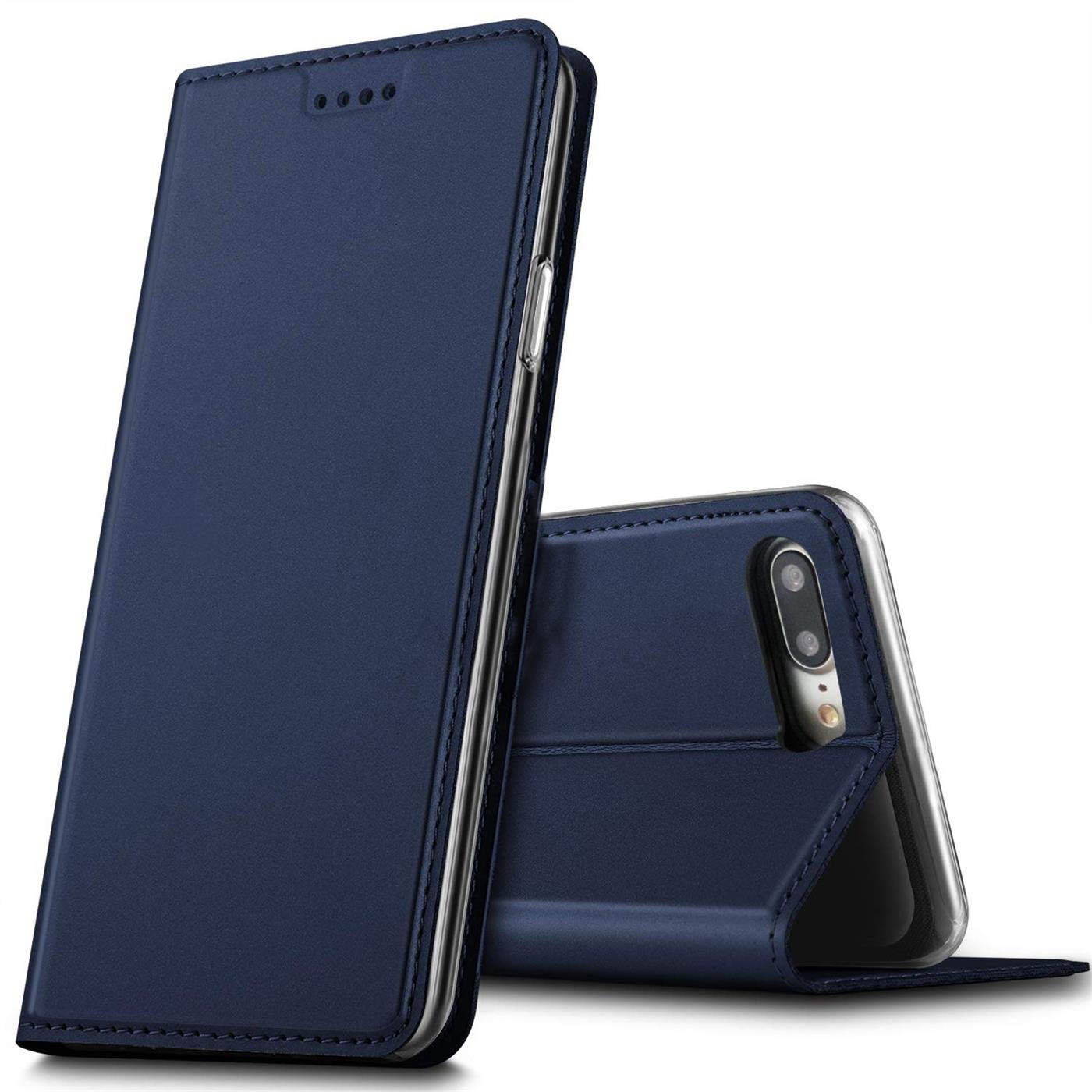 Verco Case compatible with Apple iPhone 8 Plus, Flip Wallet Cover with Magnetic Closure for iPhone 7 Plus / 8 Plus Phone Case - blue