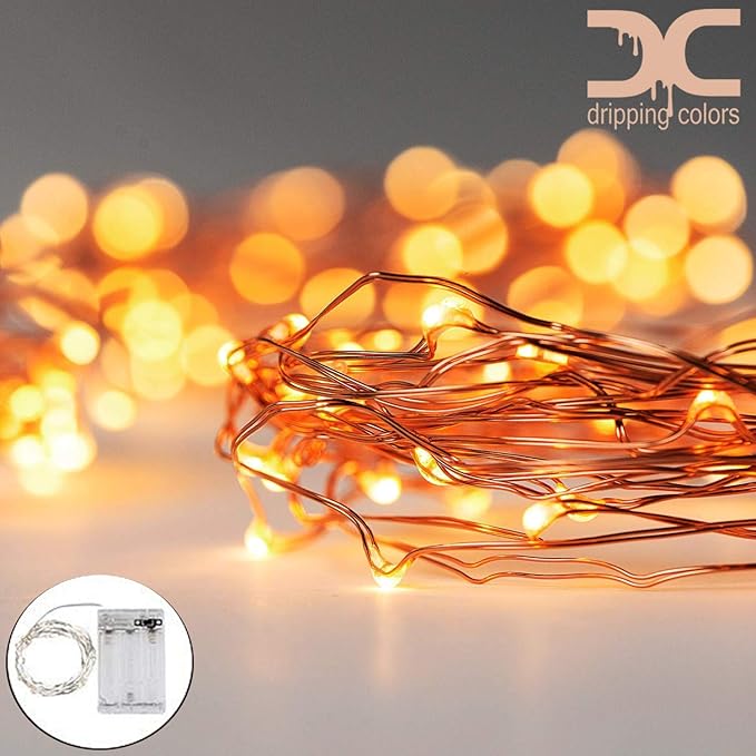 Dripping Colors 3M 30 LEDs Battery Operated Copper LED String Lights (Warm White)