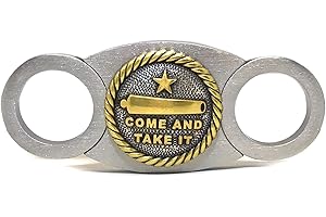 Cigar Cutters by Jim Custom Cigar Cutter, Self-Sharpening Double Guillotine Blades in Gift Box (Texas Come & Take It)