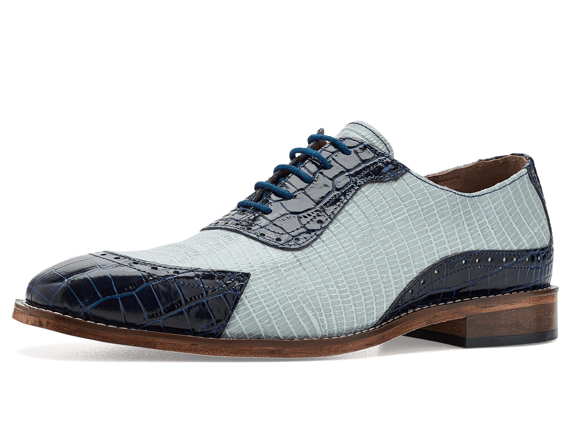 Stacy Adams Men’s Tarango Modified Cap Toe Oxford Dark Blue Multi 9.5 Wide