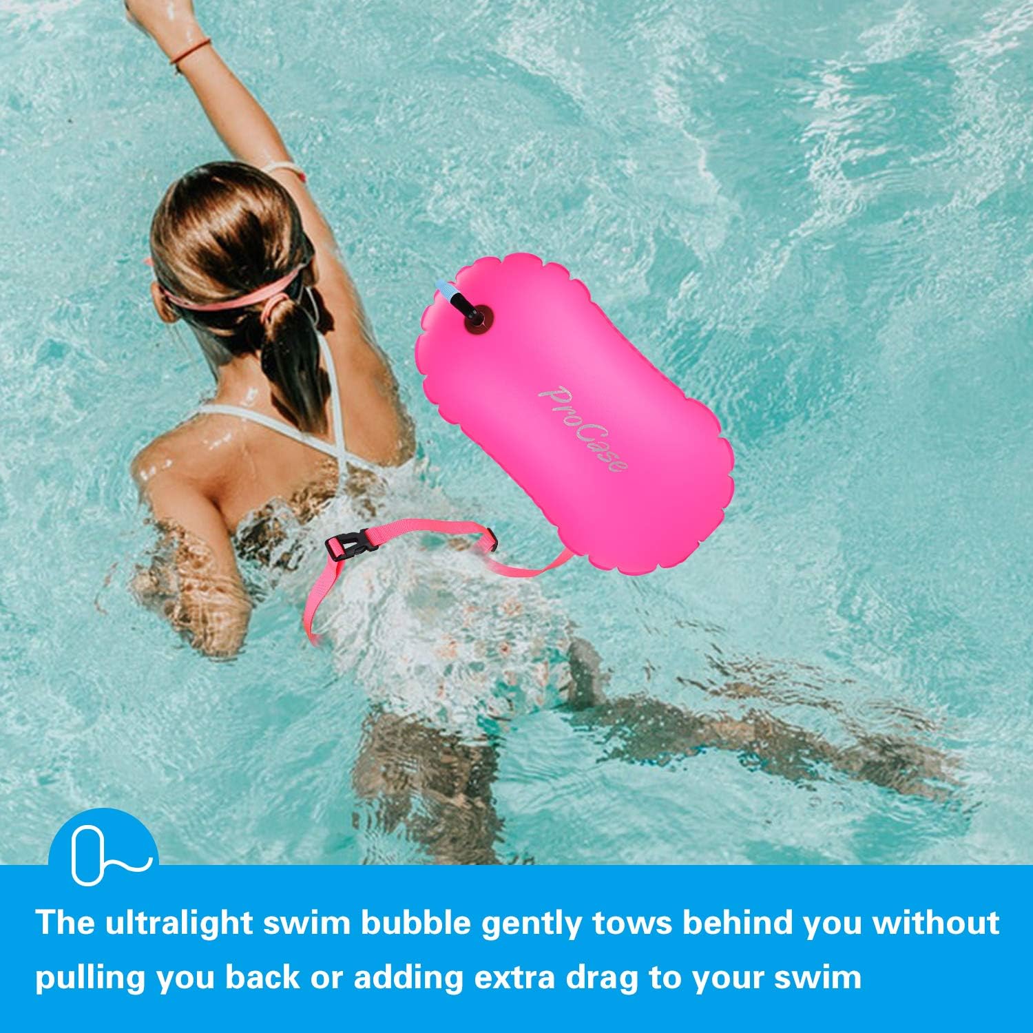 ProCase Highly Visible Swim Buoy, Lightweight Tow Float with Adjustable Waist Belt for Open Water Swimming Kayaking - Image 5