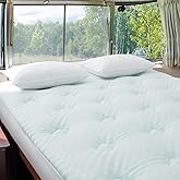 Hansleep RV Short Queen Mattress Topper Viscose Derived from Bamboo, Camping Memory Foam Pillow Top Mattress Topper, Breathab