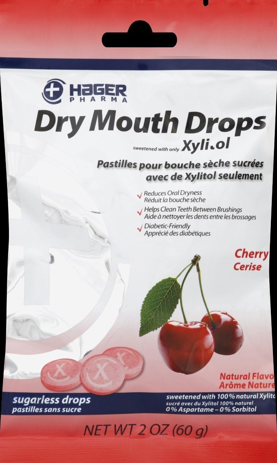 Hager Pharma Dry Mouth Drops with Xylitol, Cherry 2 oz ( Pack of 3)