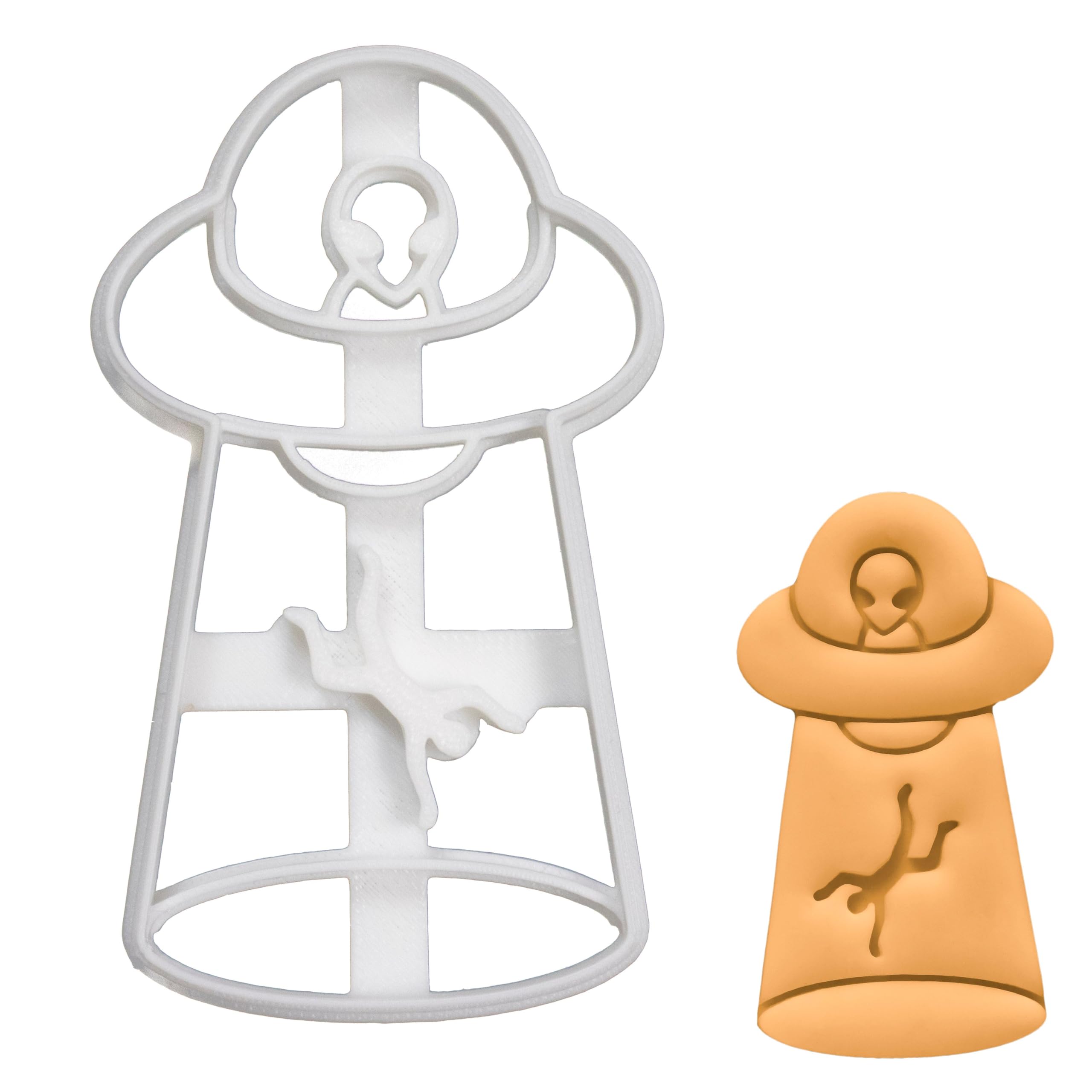 BAKERLOGY UFO Man Abduction Cookie Cutter - Detailed Biscuit Cutter Design for Baking and Crafts, Ideal on Fondant, Dough, Clay