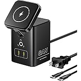 PISEN 4-in-1 Mag-Safe Wireless Charger - 45W GaN Charging Station for Multiple Devices, Qi Certified Mag-Safe Stand Magnetic Wireless Charger Fast Charging for iPhone 16/15/14/13/12, Samsung, AirPods