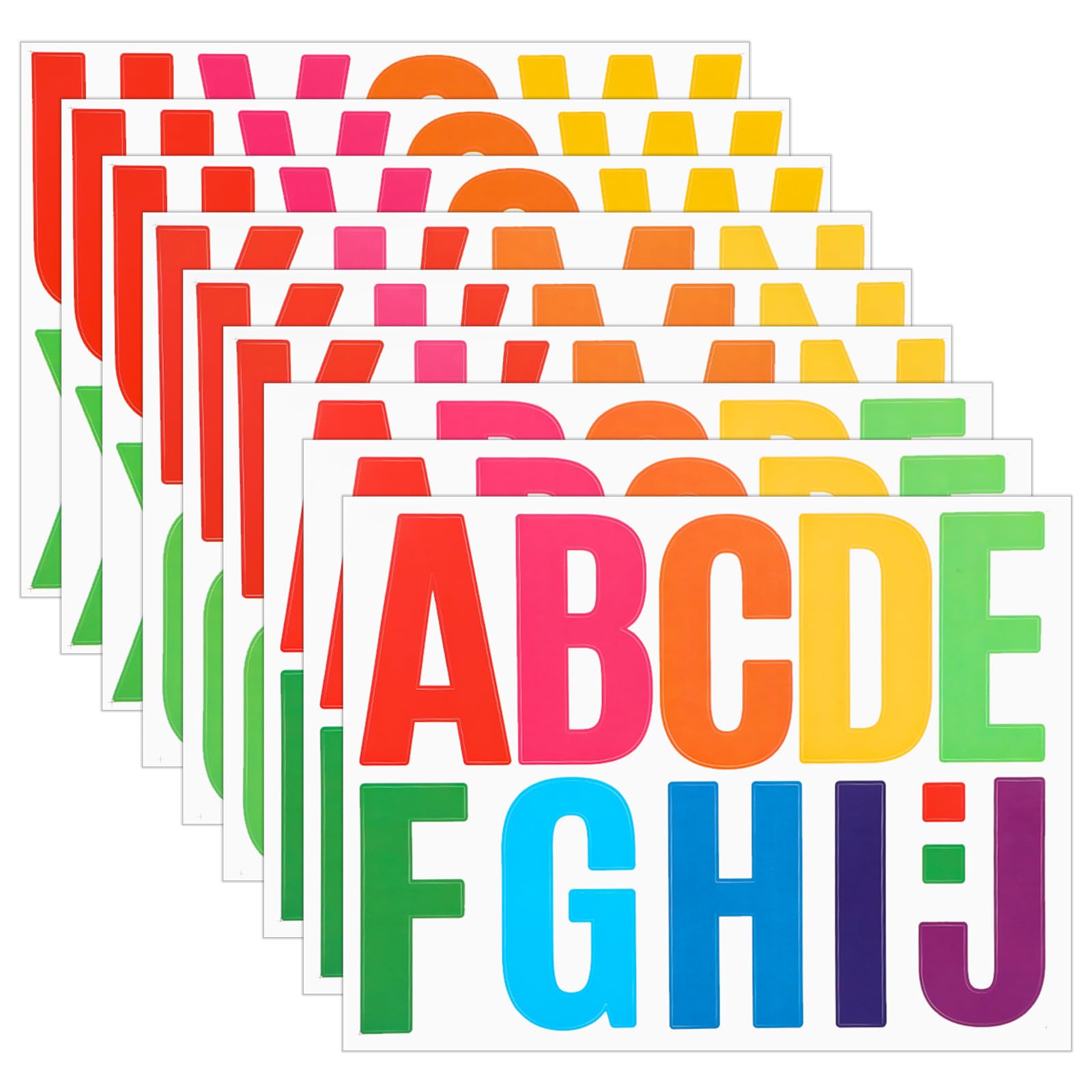 Photo 1 of BOHUIZ 102PCS Large Letter Stickers 4 Inch Alphabet Letter Bulletin Board Letters Self Adhesive Waterproof Vinyl Stick Letters Stickers for Poster Board Mailbox Classroom Home Decor(9 Sheets Colorful)