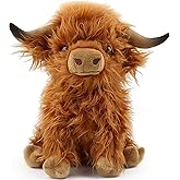 Filitask Highland Cows Stuffed Animal Scottish Highland Cows Plush Toy Cute Farm Plushie Christmas Birthday Gifts for Adults Boys Girls, Brown