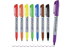 CGERMA Ultra Fine Point Permanent Marker Bulk, 8 Assorted Colors 0.4mm Fine Tip Permanent Markers set，Thin Tip Works on Paper, Glass, Ceramic, Plastic, Wood, Rock, Metal for Kids and Adult