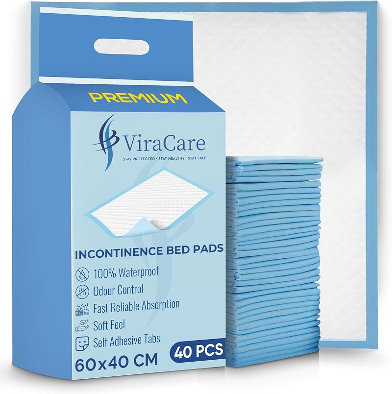 ViraCare 40 x Premium Incontinence Bed Pads 60x40 cm (1 Pack of 40)
