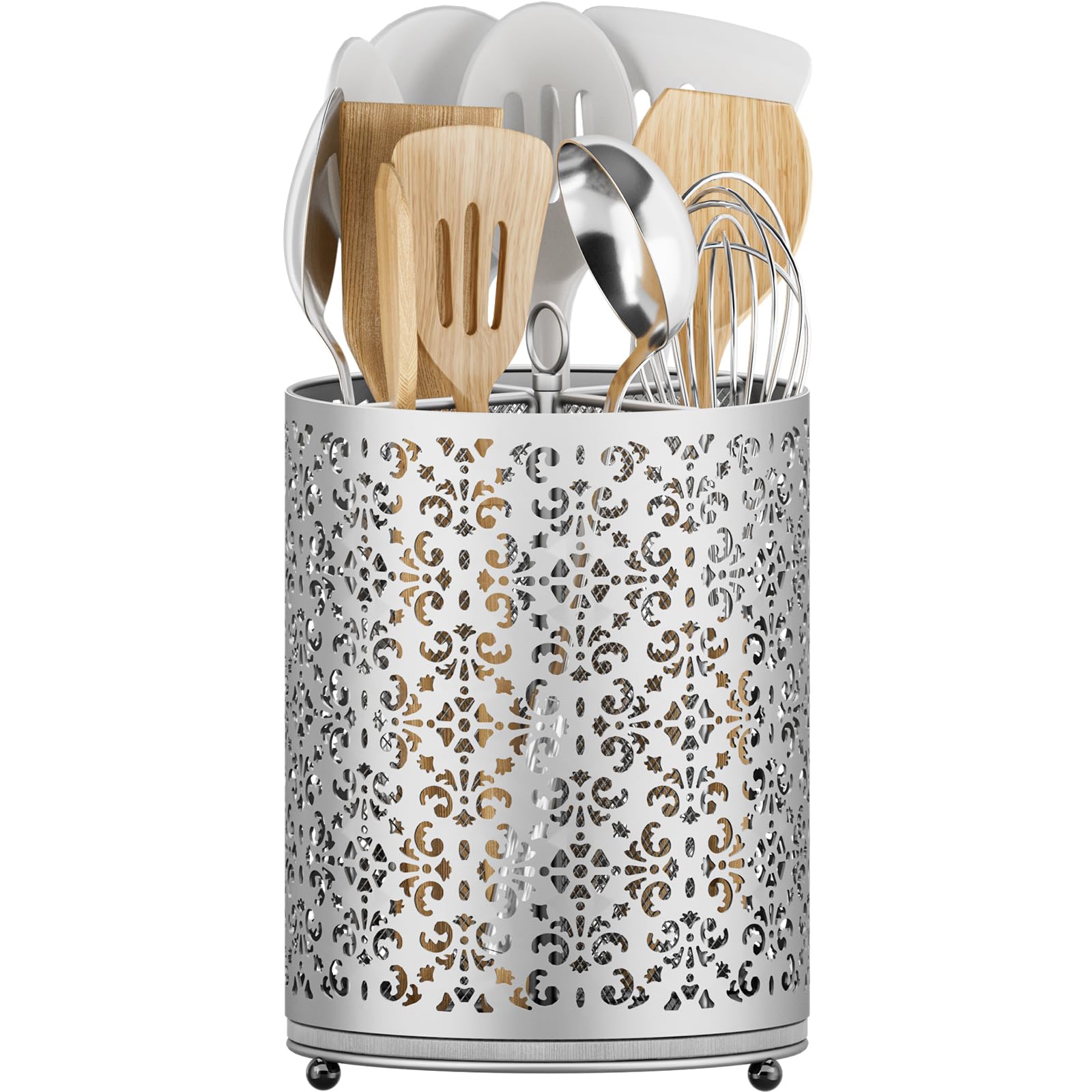 Photo 1 of YIUKEA Extra Large Utensil Holder - 360° Rotating Cooking Utensils Caddy Countertop Organizer with Instant-Dry and Removable Base for Kitchen Tools