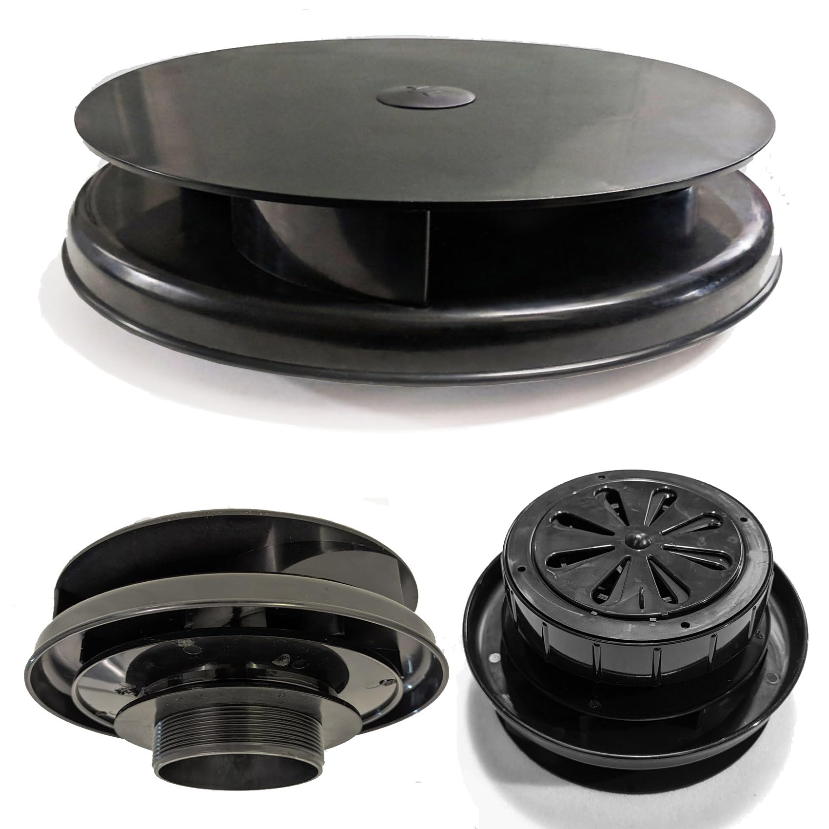 ULTRAFLOW High Output Rotary Van Roof Vent Wind Driven Rotating Spinning Ventilator Fan BLACK - Camper Bus 4x4