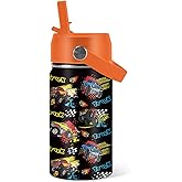 Truck Gifts for Kids - 12oz Kids Water Bottle with Straw Lid, Monster Trucks Water Bottle Insulated, Leak Proof, BPA-Free, Car Tumbler, School, Travel - Truck Lovers Children Birthday Gift Cup(1pc)