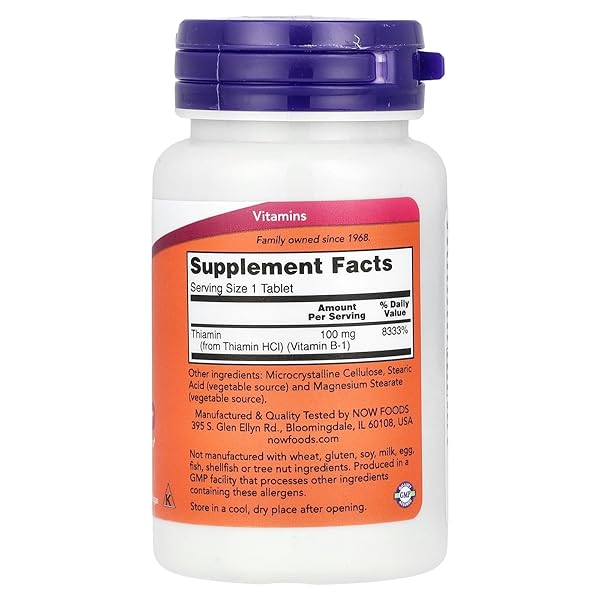 NOW FOODS VITAMIN B-1 (THIAMINE), 100 TABLETS / 100MG