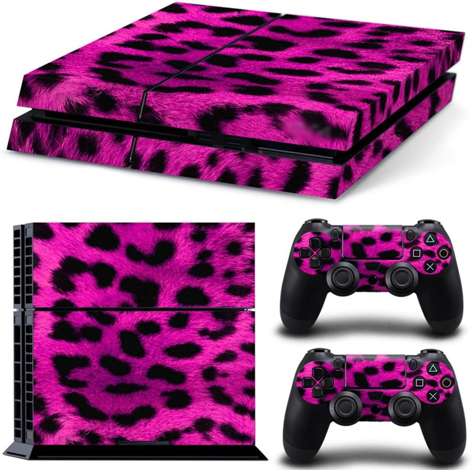 Dotbuy PS4 Sticker Skin Protective Skin Cover for Sony PlayStation 4 PS4 Console And 2 Dualshock Controllers pink Fell Leopard Pink
