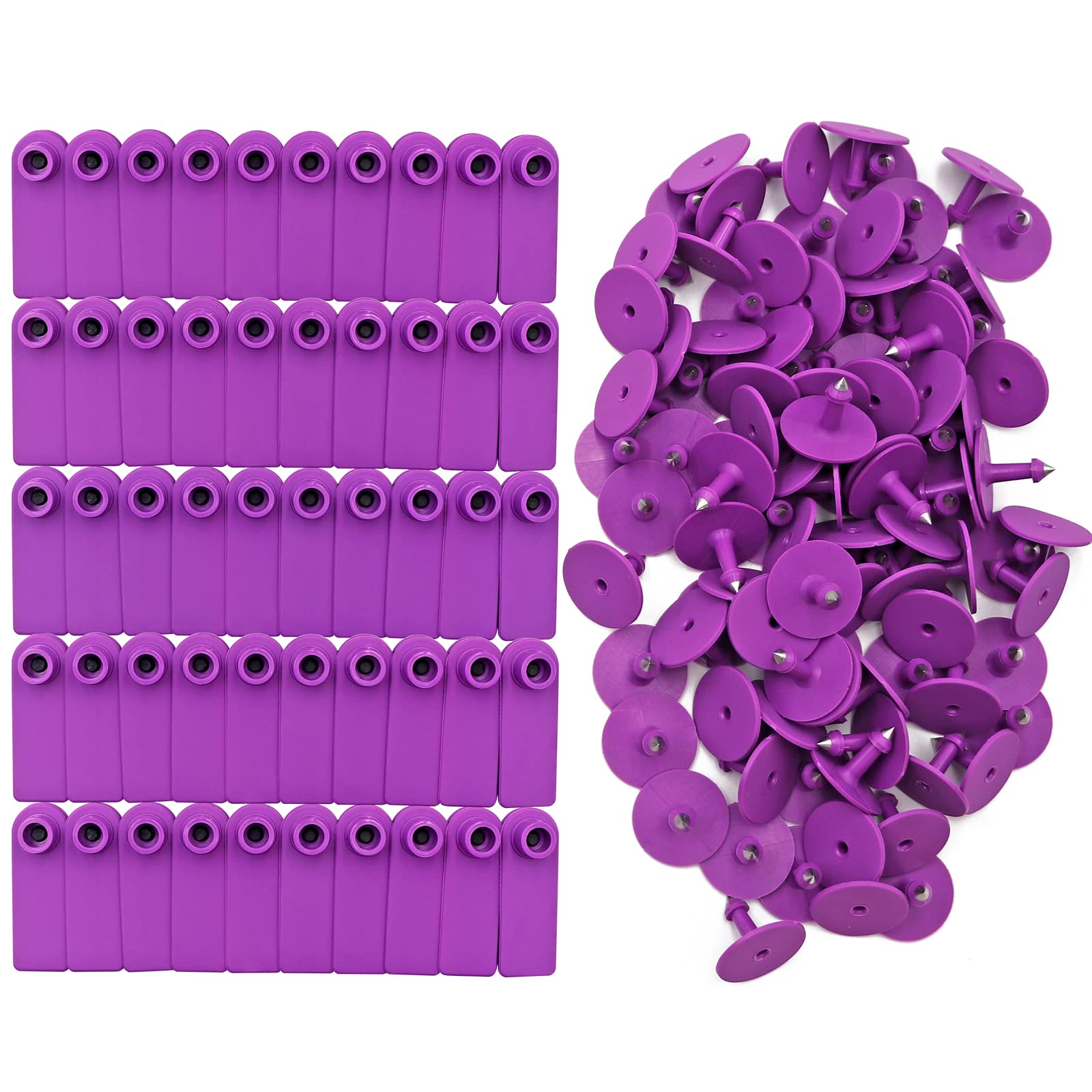 Blank Ear Tags Plastic Livestock Ear Tags Animal Identification Tags for Cattle Cows Hogs Pigs Sheep Goats (Purple)