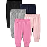 Cvaoo 5-Pack Unisex Baby Pants 0-24M, Cotton Baby Boy Girl Pants Pull-On Leggings for Infant Boys & Girls, Multicolor