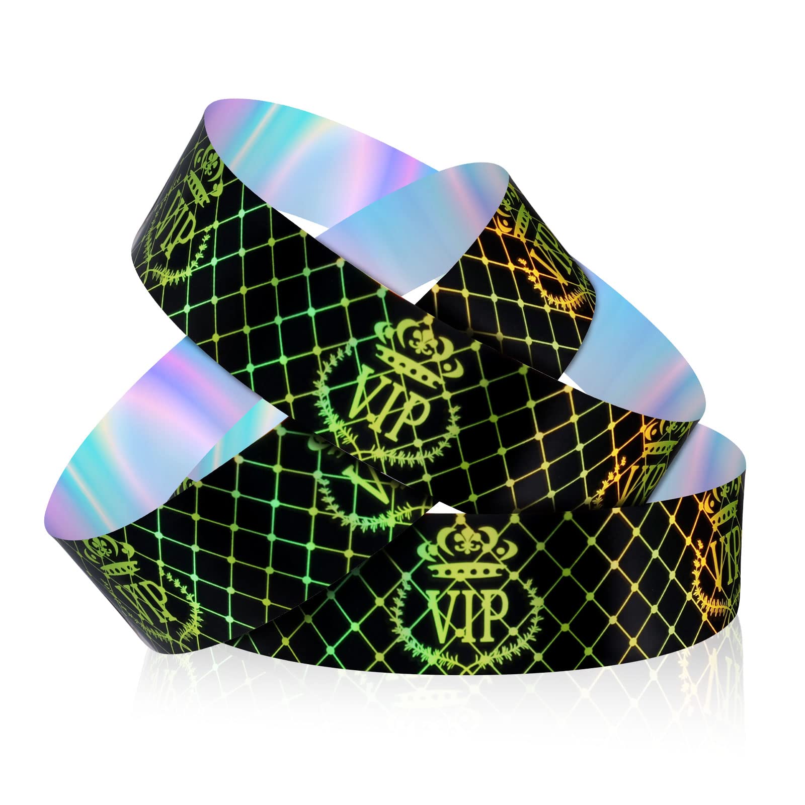 500pcs VIP Wristbands, Plastic Wristbands Party Wristbands Waterproof Paper Wristbands VIP Custom Wristbands VIP Armbands for Events Concerts Music Festivals (Black Gold)