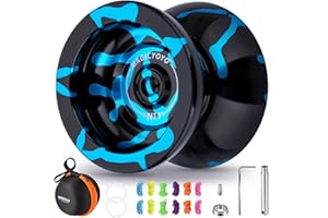 MAGICYOYO N11 Professional Unresponsive Yoyo for Advanced, Dual Mode Metal Trick Yo-Yo with Ressponsive Yoyo Bearing for Kids Beginner, Includes 12 Yo yo Strings, Bearings Kit & Carry Bag (Black Blue)