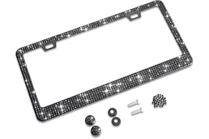 Shering Bling Glitter License Plate Frame, 1 Pack Sparkly Frames with Bedazzled Diamond Rhinestone Crystals - Stylish Car Accessories for a Glamorous Touch,Party,Birthday Gift (Black)