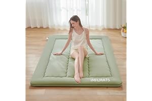 imflmats Japanese Floor Mattress Futon Mattress Twin Size (39"x80") Foldable Tatami Mattress Portable Roll Up Sleeping Pad for Adults,Guest Bed,Dormitory,Camping,Green B