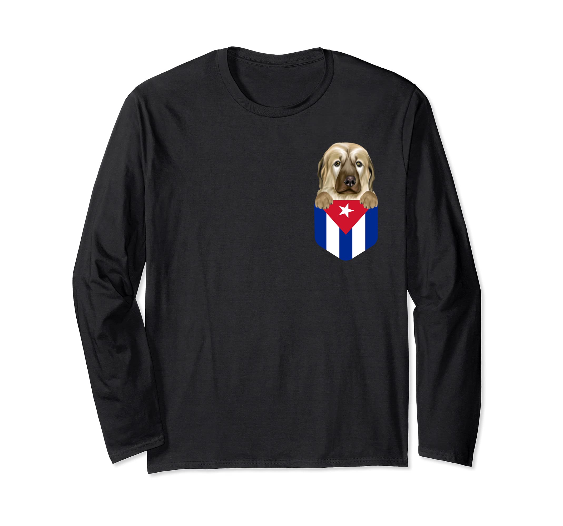 Cuba Flag Anatolian Shepherd Dog Dog In Pocket Long Sleeve T-Shirt