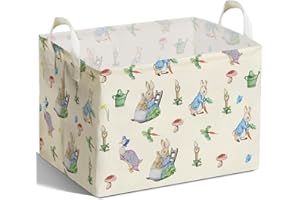 DEANHOT Rabbit Foldable Handle Storage Basket, Waterproof Organizer for Nursery, Bunny Square Toys Bin, Rectangular Book Box, Versatile Clothes Container, Gift Hamper for Girls and Boys Home Decor