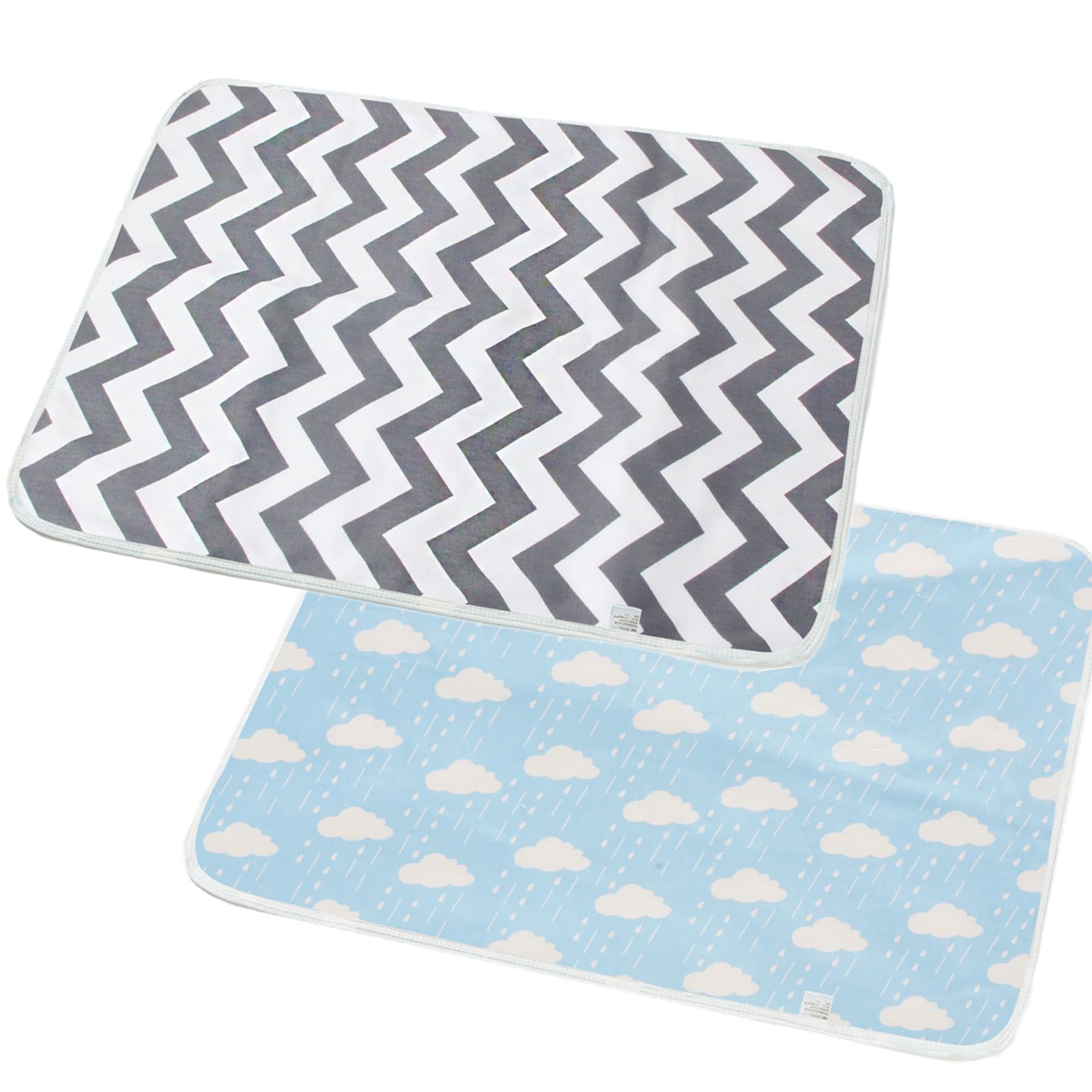 Baby Diaper Changing Pad - 2 Pack 19.6'' X 27.5'' Travel Portable Waterproof Change Mat - Newborn and Infant Foldable Changing Pad for Home Travel Outside(Grey & White)