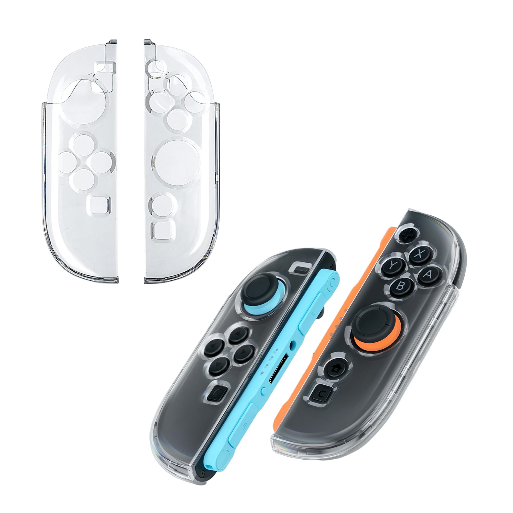 Mcbazel Clear Case Compatible with Nintendo Switch 2 JoyCon, Anti-Scratch Shockproof Ergonomic Design Hard PC Grip Cover Accessories for Switch 2 Joy Con, Black + Transparent