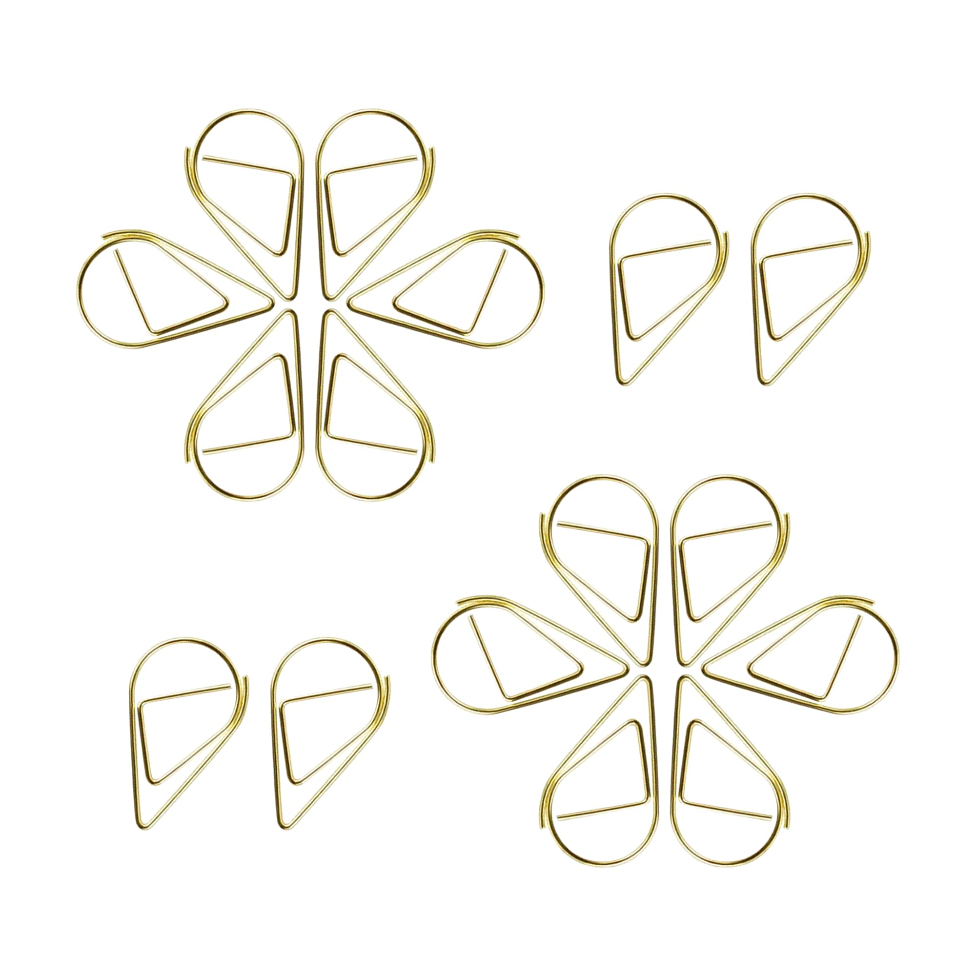 Gold Water Drop Paper Clips, Golden Droplet Metal Clips - 150 Pieces (15 x 25mm) for Office & School Document Organizing