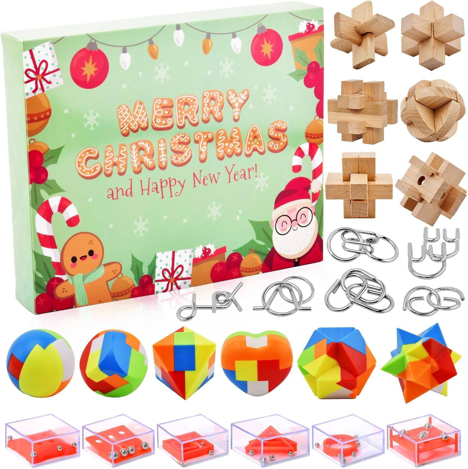 Advent Calendars - Brain Teaser Puzzle Advent Calendar, Advent Calendar 2023 for Kids, 24 Pcs Christmas Countdown Calendar Gift Box Big Challenge Puzzles Toys for Teens Boys Girls Adults