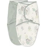 SwaddleMe by Ingenuity Ingenuity Original Baby Swaddle, Peekaboo Sloth | 100% Cotton, Improves Sleep &amp; Calms Startle Reflex, 0-3 Months (7-14 lbs), Up to 26 Inches Long, 1.0 TOG, 2-Pack, Newborn
