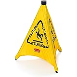Rubbermaid Commercial Yellow Pop-Up Safety Cone with Multi-Lingual Caution Imprint and Wet Floor Symbol (FG9S0000YEL)