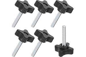 M METERXITY 6-Pack Star Clamping Knobs, M6x35mm Male Thread Hand Tightening Screw for Machinery/Electronic/Furniture/Umbrella Base, Machine Handle Replacement [32mm, Black]