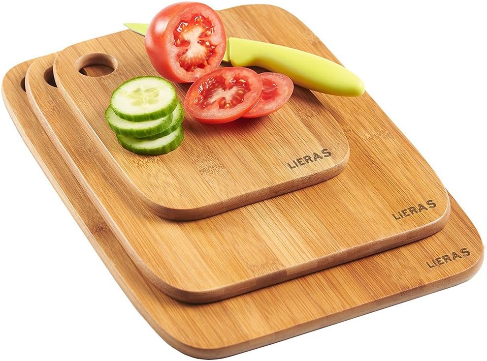 LIERAS 3 Piece 100% Bamboo Chopping Board Set Bamboo Cutting Board Set